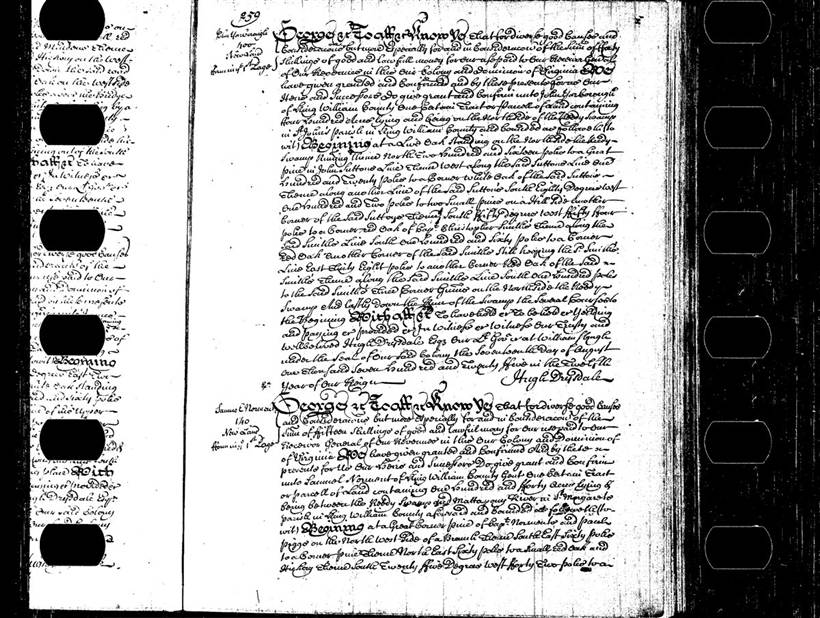 1725 Virginia land patent to Samuel Norment for 140 acres between Reedy Swamp and the Mattapony River, St. Margaret's Parish, King William County